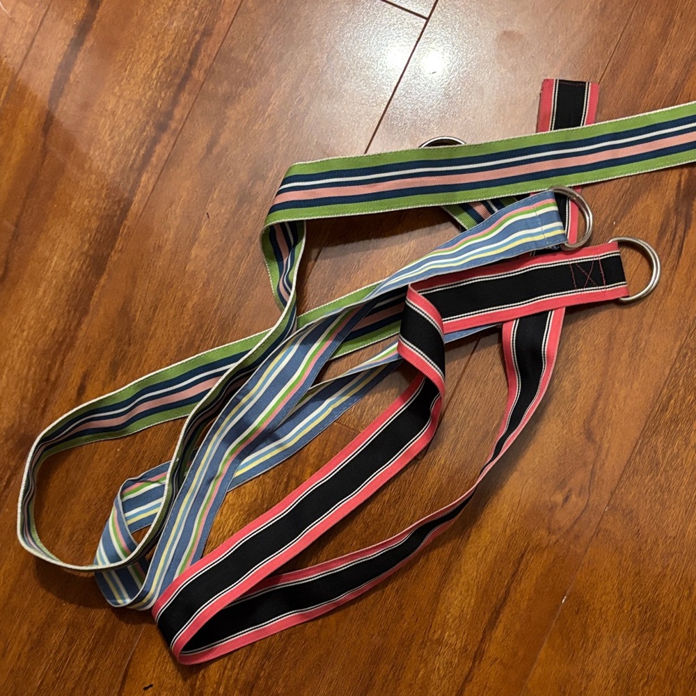 Lands' End Striped Belts - Green, Blue, Pink, Black
